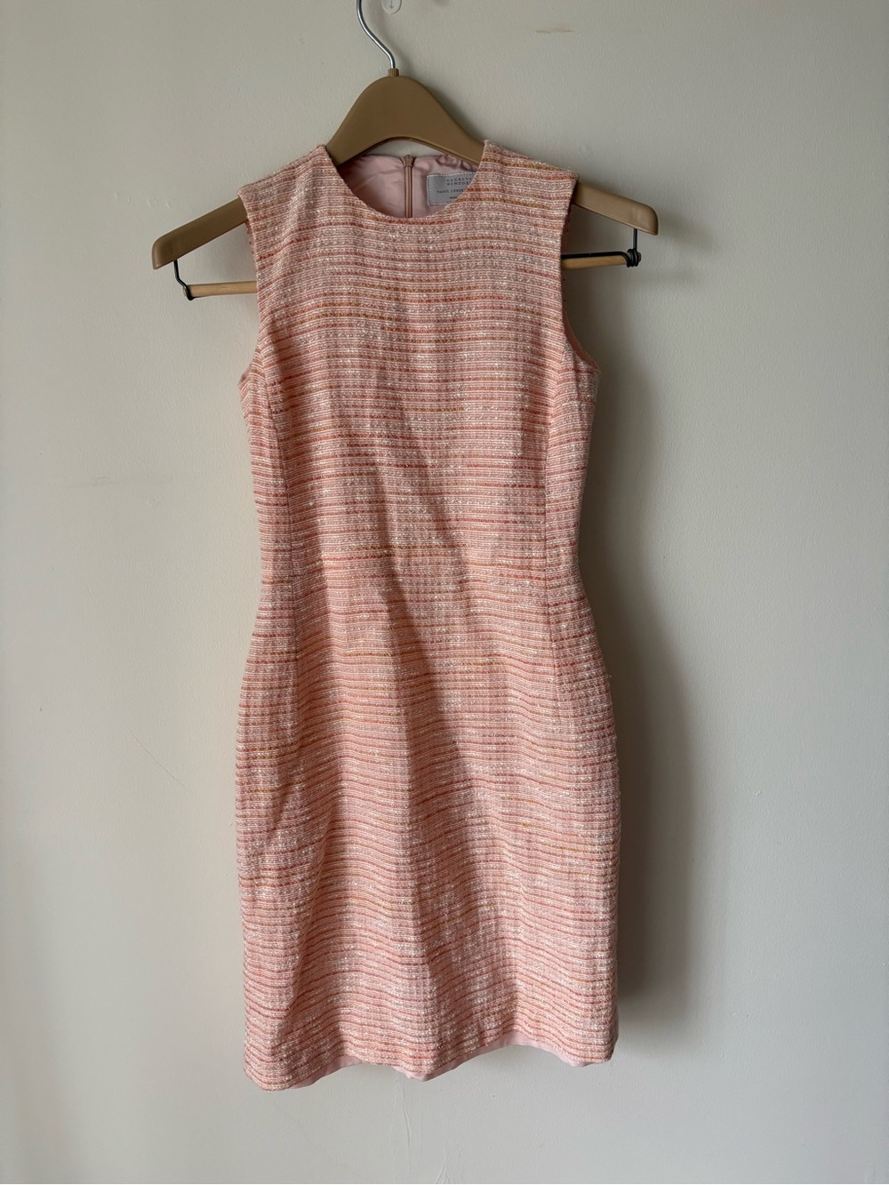 Barneys New York Beige Silk-Blend Tweed Knee-Length Dress